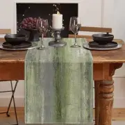 Farmhouse Table Runner, Vintage Olive Green and Grey Abstract Art Painting