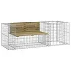 Gabion Basket Garden Bench Outdoor Patio Park Seat Pine Wood Seater Chair