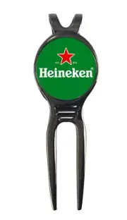 Heineken Golf Ball Marker + Black Gunmetal Divot Tool Beer
