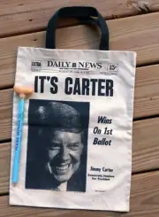 CARTER, JIMMY '76 President Candidate NY News Tote & Plains GA Peanut Pencil