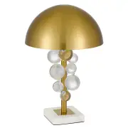 Narvik Modern Table Desk Lamp Light Marble Metal Glass Antique Gold White Marble Clear