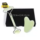 Jade Roller and Gua Sha Set - 100% Natural Jade Stone Face Roller, Dual Sided Ma