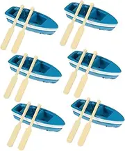6 Sets Mini Boat Paddle for Micro Landscape Decorative Resin Craft Model Boat for Boys and Girls Education Random Style