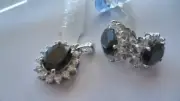 STUNNING 925 SOLID STERLING SILVER ONYX & ZIRCONIA SET PENDANT & EARRINGS