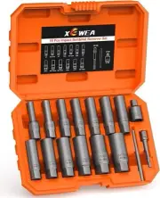 Bolt Extractor Set 16 PCS Impact Bolt & Nut Remover Set Stripped Lug Nut Remover