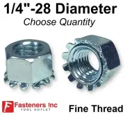1/4"-28 K Lock Hex Star Lock Nuts Keps Zinc Plated FINE Thread (Pick Quantity)
