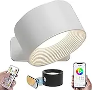 Lights of Sweden Rechargeable Wall Lights, Infinity LED Wall Lamp - 360° Rotating Head, No Drilling Required, 3 Brightness & Color Modes, Wireless Indoor Sconce, for Bedroom, Kitchen (1Pcs White)