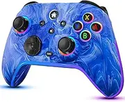 Switch Controller-Wireless-Nintendo-Switch-Pro-Controllers-Blue Compatible with Switch/Lite/OLED,1200mAh Rechargeable Remote Gamepad Joystick with 10 RGB Led Light,6-Axis Gyro,Turbo,Wake Up,Motion