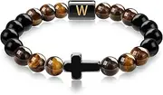 [RMMD] Cross Bracelet for Men - Mens Bracelet Letter A-Z Initial Bracelet Christian Bracelet Gifts for Men Dad Boyfriend Husband Son Christmas Stocking Stuffers for Teens Teenage Boys Adults Men
