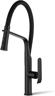 ACA International WELS Kitchen Mixer Tap Pull Dwon Kitchen Tap 2-Mode Spray Head 360° Swivel Kitchen Sink Taps Faucet(Black)