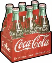 COCA COLA SIX PACK CARTON OF COKE HEAVY DUTY USA MADE METAL AGED LOOK ADV SIGN