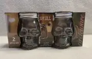 Circleware Skull Mason Jar Salt And Pepper Shakers Clear-New In Box