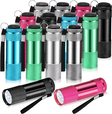 12 Pcs Mini Flashlights Bulk, Bright Aluminum Handheld Flash Lights with Lanyard