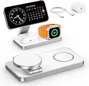 Travel Charger 3 in one Foldable, LDOBL Wireless Fast Charging Station for iPhone 12 13 14 15 16 Pro/Max/Mini/Plus, Apple Watch Series 10 to 2, AirPods Pro 2 3 4 (WHT)