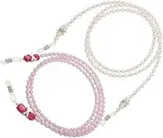 [BESPORTBLE] 2pcs Women Beaded Eyeglass Chain Pearl Strap for Eyewear Glasses Lanyards for Stylish Women Lightweight and Portable Glasses Cord