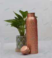 Pure Copper Yoga Water Bottle or Thermos Flask 32oz Capacity with 99.5% Purity