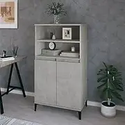 Highboard Concrete Grey, Engineered Wood Storage Cabinet, Modern Sideboard for Living Room & Kitchen, 60x36x110 cm