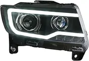 Compatible For JEEP Compass 2011-2016 LLLED Crystal Head Light DRL Fog Lamp Turn Signal Light Low And High Beam Angel Eye Lens(No bulb)