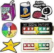 [BTREEFLO] Enamel Pins, Cute Pins For Backpacks 7PCS Funny Pins Salty Girl Pins, Your Did It Meme Pins, Lucky Wheel Pin, My Social Battery Slider Pin Cool Brooch Button Pins Badge Aesthetic For Hats, Clothing,