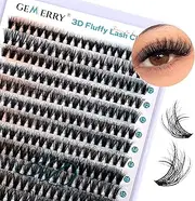 GEMERRY Fluffy Lash Clusters 3D Effect 280pcs Cluster Lashes 10-18mm Mixed Volume Lash Extensions Thick Eyelash Clusters Matte Black DIY Lash Extensions (50D,10-18mm)