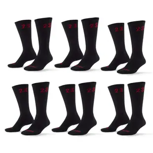 Jordan 襪子 Essential Crew Socks 6雙入 23 黑紅 喬丹 【ACS】 DH4287-011