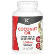 KetoLogic, Extra Virgin Coconut Oil, 1,000 mg, 180 Softgels