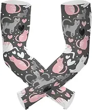 [sanluoli] UV protection arm sleeves uv protection sleeves youth volleyball, basketball, cycling anti-run cubre brazos, Cartoon Cute Grey White Peach Cats