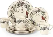 Lenox 6122055 Winter Greetings 12-Piece Dinnerware Set,Red & Green