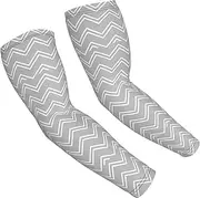 [FSCEV] Gray Striped Sun Protection Arm Sleeves Outdoor Essentials Cooling Compression Golf Hiking Cycling