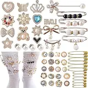 [Zheigaoxea] 55pcs DIY Charms for Socks, Sock Charms Pins Bling Sock Jewelry Charms Gold, Sock Charms Brooch Sock Accessories, Charms Designer Safety Pin Charms for Socks Shoes Junk Sock Charms