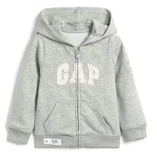 Gap 女幼童裝 Logo長袖外套 碳素軟磨法式圈織系列-石楠灰色(567906)
