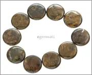 10 Bronzite Flat Round Coin Beads 18mm #85368