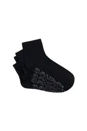 [Bonds] Bonds Womens Logo Lightweight Quarter Crew 4 Pack Socks in Black Size: 3-8, Cotton 3-8 Black