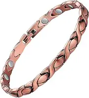 Feraco Copper Bracelet for Women 99.99% Solid Copper Magnetic Bracelets, Unique X Shape Links, Magnetic Field Therapy Jewelry Gifts