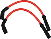 2 Pcs Red Spark Plug Wires Fits for Relocation Ignition coils on 2007+ Harley XL Models - 10mm Diameter