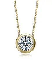 Rachel Glauber 14K Plated CZ Solitaire Pendant Necklace
