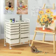 CostwayMovable 12-Drawer Storage Trolley with 2 lockable for Home Office-White
