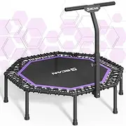 BCAN 51" Octagonal Mini Trampoline, Max Load 450 LBS Fitness Trampoline with T-Adjustable Handle Bar, Silent Bungees, Larger, More Stable, Quieter Exercise Rebounder for Adults Indoor/Garden Workout
