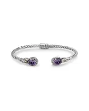 Samuel B. 18K 2.30 ct. tw. Amethyst Twisted Cable Bangle Bracelet