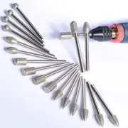 Stone Carving Set Diamond Burr Bits, 20PC Rotary Tools Accessories w/ 1/8’ Shank