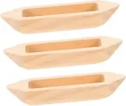 Levemolo 3pcs Miniature Wooden Canoe Boat Model Decor Small Boats for Home Office and Shop Ambiance Delicate Sailing Figurines for Desk and Shelf Decor