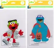 Sesame Street Muppets Elmo and Cookie Monster Halloween Window Gel Clings