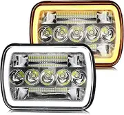 CO LIGHT 5x7 7x6 Inch Rectangle Led Headlight Bright High Low Beam H6054 White Amber DRL, Compatible with XJ Wrangler YJ Replacement H5054 H6054LL, 2PCS