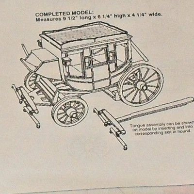 Old West Stagecoach wood model kit by Bits and Pieces #06-7332, 9.5" long