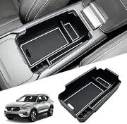 SKTU for 2018-2025 Volvo XC40 Center Console Organizer for 2023 2024 2025 Volvo XC40 Accessories Console Tray 2024 2025 XC40 Insert ABS Black Materials Tray XC40 Glove Secondary Storage Box (White)