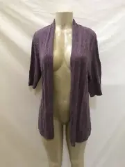 NWT $198 Eileen Fisher purple cardigan alpaca wool fern 3/4 sleeve size PL