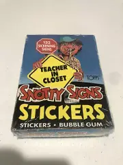Vintage 1986 Topps Snotty Signs Stickers Sealed Box 48 Ct.