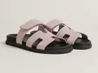 New HERMES Calfskin Leather Women’s Chypre Sandals Size 39 Rose Cancan Pink