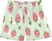 [RPLIFE] Boys Short Swim Trunks, Anti Chafe Swim Trunks for Boys 2 T, Cute Strawberries Smiling
