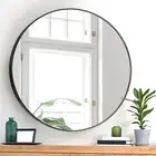 Oikiture Wall Round Mirrors Black Makeup Mirror Home Decor 50/60/70/80/90cm